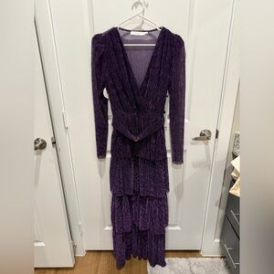 Astr Deep Purple Long Sleeve Dress